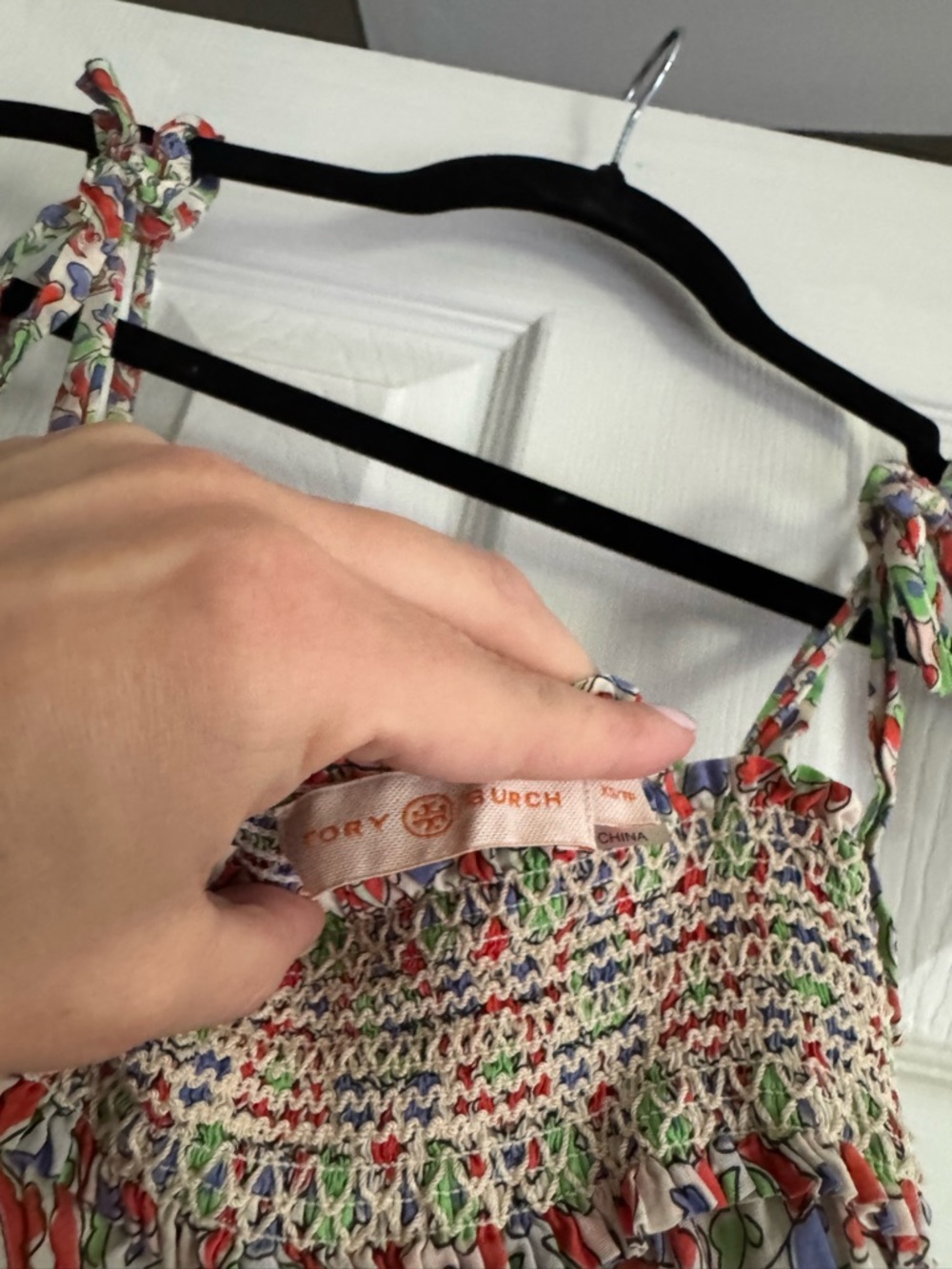 Tory Burch Floral Multicolor Smocked Sundress with Tie Straps xs